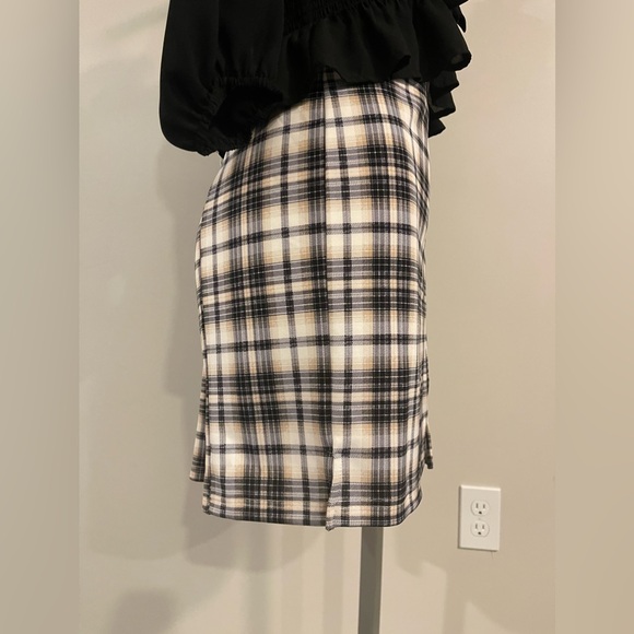 NWOT Dizzy Lizzie XL plaid slit uniform pencil skirt - Picture 2 of 6